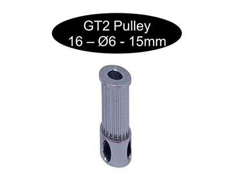 2 x GT2 with 15 mm width 12, 16, 18, 20, 24, 26, 28, 30, 32, 36 or 40 tooth pulley pulley depending on your choice of width, 16Zahn Ø6mm, 1