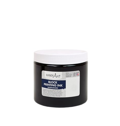 Handy Art Water Soluble Block Printing Ink Jar, Black, 16-Ounce