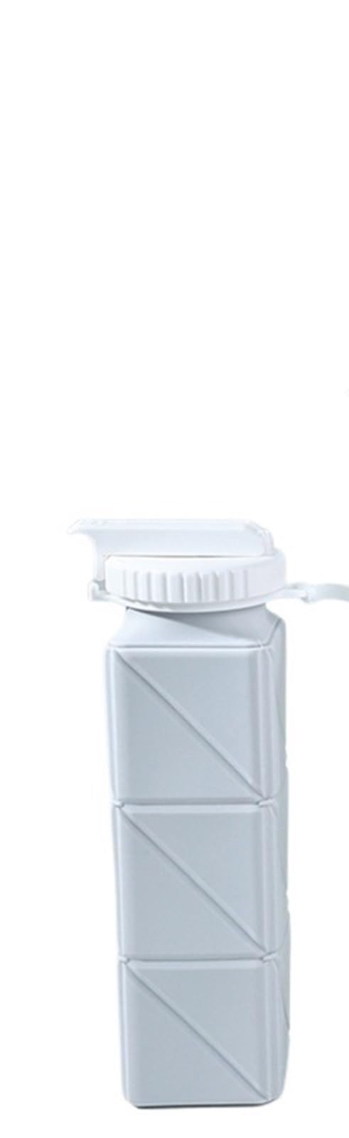 620ml Folding Silicone Water Bottle Sports Water Bottle Outdoor Travel Portable Water Cup Running Riding Camping Hiking Kettle(Grey 620ml)