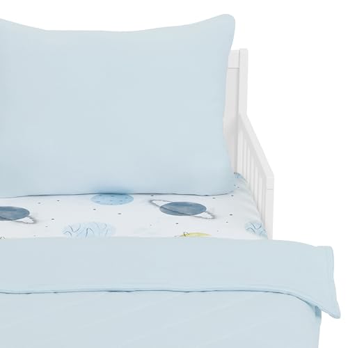 Image of Evolur Space Adventure 3 Piece Toddler Bedding Set, Super Soft and Breathable Toddler Bedding, Machine Washable, Includes Fitted Sheet, Comforter and Pillow Case