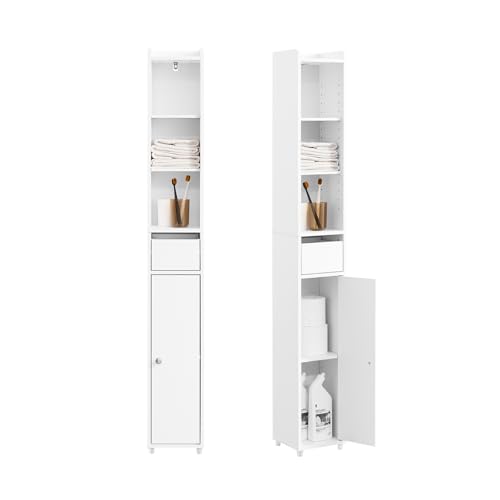 SoBuy Badezimmerschrank Schmal Hochschrank Badregal Schrank mit Tür und...