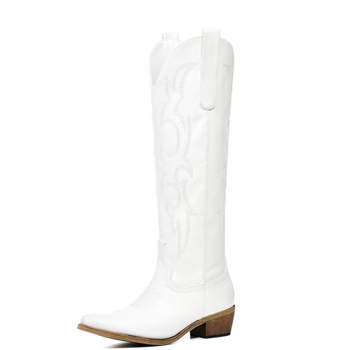Image of Cowboy Boots for Women, Cowgirl Boots with Embroidered and Chunky Heel, Ideal for Daily Wear and Country Fashion