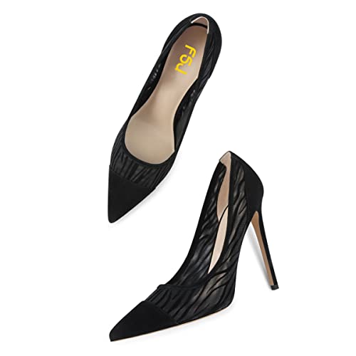 FSJ Women Fashion Pointed Toe Stiletto High Heel Pumps Mesh Slip On Party Dress Ladies Shoes Size 4-15 US4