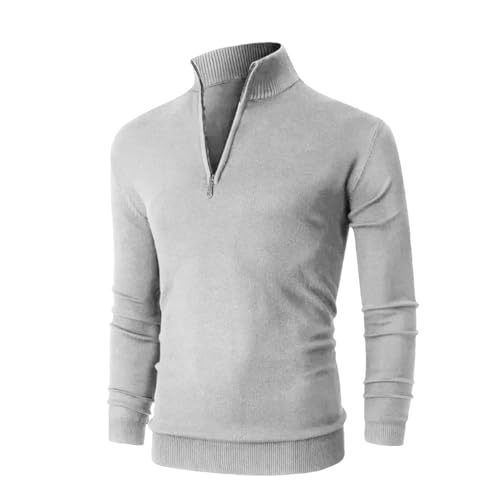 Rfmfkkg Mens Half Zipper Pullover Sweater Turtleneck Raglan Long Sleeve Sweaters Warm Business Sweaters