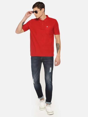 Image of Dollar Men's Pack of 1 Solid Cotton Blend Polo Neck T-Shirt