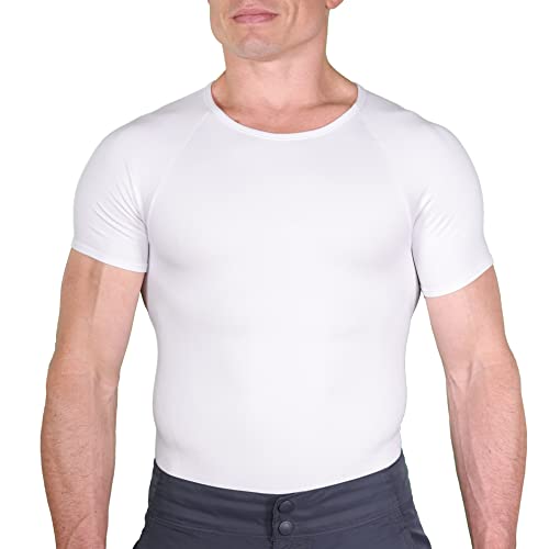 Esteem Apparel ULTRA-SLIM Men'S Compression Shirt To Hide Gynecomastia Moobs Abs Chest Stomach Slimming Shapewear thumb #4