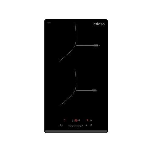 Edesa Plaque à induction EIS-3220 B biseautée avant 2 feux de cuisson Panneau de contrôle Slider Touch 9 niveaux et booster grande puissance 3,5 kW...