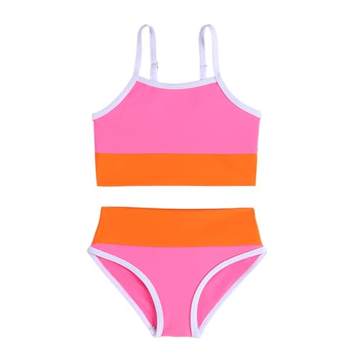 Little Girl Swimsuit Casual Swimwear Kids Two Piece Color Block Bathing Suits Beach Bikini Set 3-8 Years