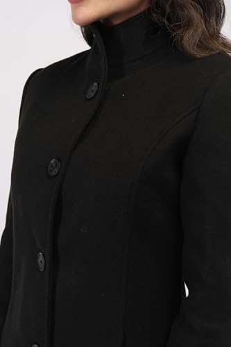 Image of CHKOKKO Women Chic Winter Coat Single Breasted | Knee Length Design with Buttoned Closure and Practical Front Side Pockets for Stylish and Comfortable Wear