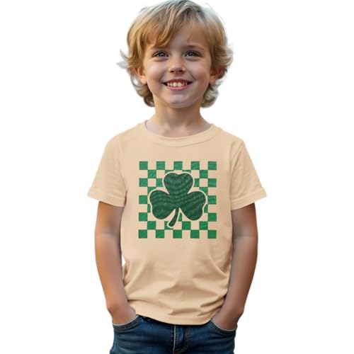 CM C&M WODRO St Patrick’s Day Shirt Kid Toddler Boy Girl Irish Shamrock T-Shirt Lucky Clover Short Sleeve Tee Tops 2-10Y(Apricot,3-4 Years)