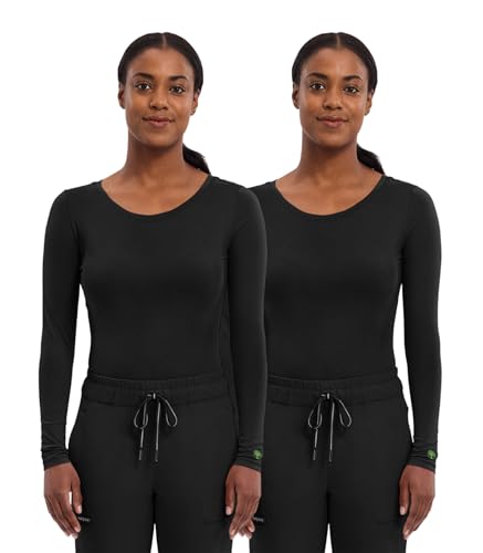 Image of Healing Hands Underscrub Long Sleeve Women Knits Scrub Tops | Soft Cotton Blend Knit, Breathable Stretch Comfort, Machine Wash, Easy Care Fabric, Ideal For Layering Under Scrubs