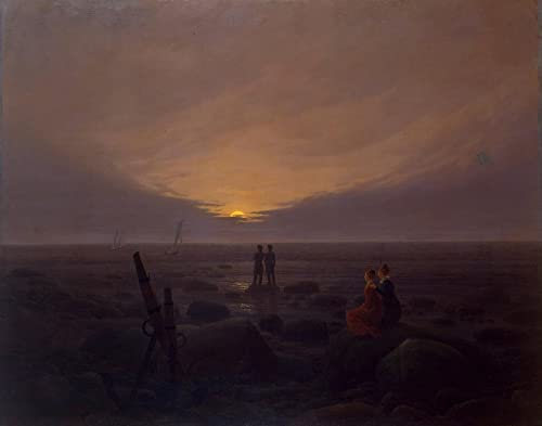 Tableau Lever de lune sur mer par Caspar David Friedrich, impression sur toile 60x90cm pour salon