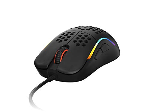 Preisvergleich Produktbild HK Gaming NAOS M Ultraleichte, Mit Wabenmuster Versehene, Beidhändige, Kabelgebundene RGB Gaming-Maus - 7 Tasten - 12 000 CPI - 59 g (Naos-M, Schwarz)