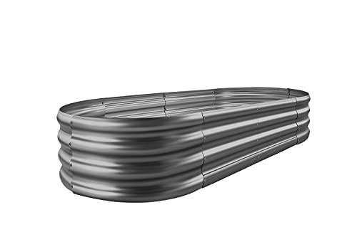 Image of Land Guard 6x3x1 ft Galvanized Raised Garden Bed Kit, Raised Garden Boxes Outdoor, Oval Metal Raised Garden Beds for Vegetables, Flowers, Herbs(Grey)