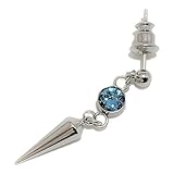 Akusetia ピアス 片耳 クリスタル チタン シンプル メンズ レディース スタッド ダガー (アクアブルー 水色 (シルバー))