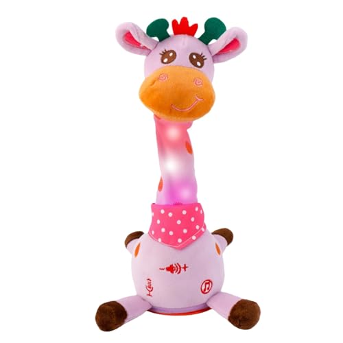 Edencomer Girafe Musicale Interactive Qui Danse, Peluche Parlante Lumineuse avec Sons, Jouet Éducatif d'Éveil pour Bébé, Cadeau pour Enfant