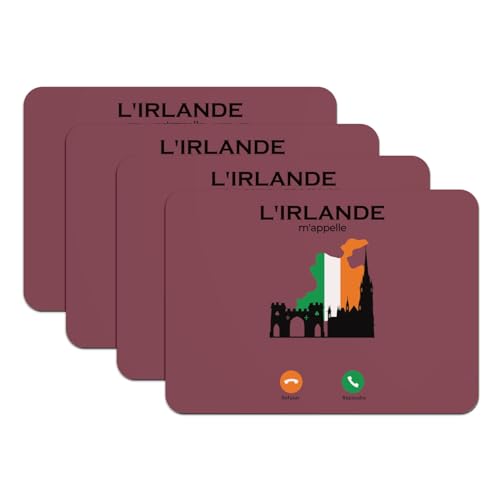 Sets de table en caoutchouc rouge d'Irlande grand format 4 pièces