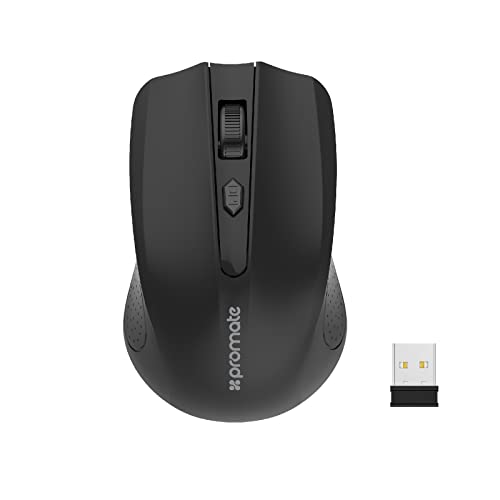Promate 2.4G Wireless Mouse Portable Optical Wireless Mouse with USB Nan Receiver 10m Working Distance Auto Sleep Function and 3 Adjustable DPI Level for Mac OS Windows Android Clix-8