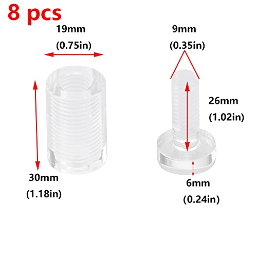 Image of Antrader 8Pcs Clear Standoffs, 3 /4 inch x 1-1 /5 inch Acrylic Standoff Screws | Wall Sign Standoff Mounting Hardware,Advertising Glass Standoff Nail