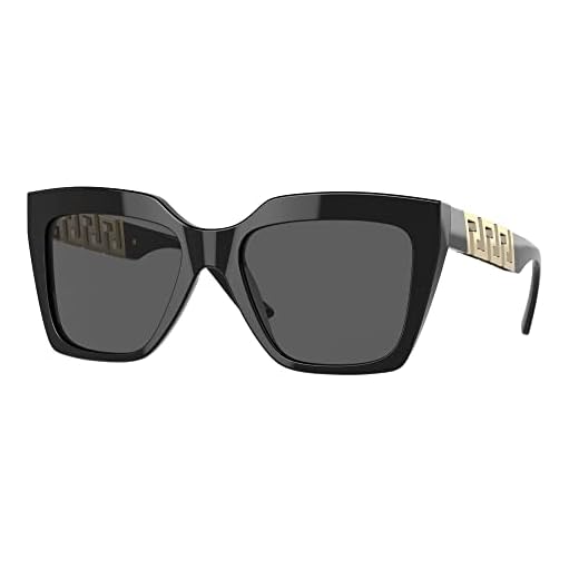 Versace Óculos de sol femininos armação preta, lentes cinza escuro, 56 mm, Preto