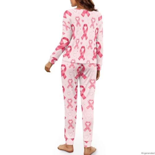 Image of Womens Pajama Sets 2 Piece Pjs Lounge Sets Long Sleeve Sleepwear Crew Neck Pullover Top with Long Pants