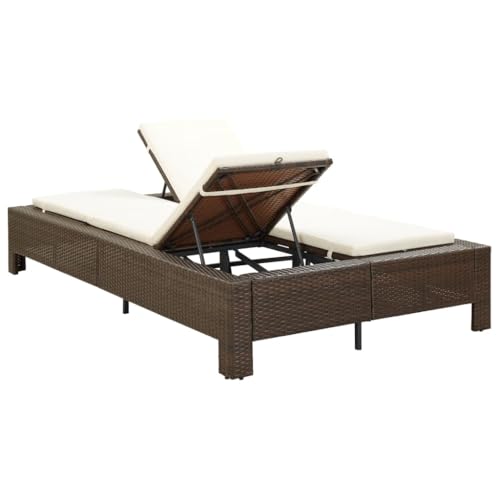 Transat à 2 places en résine tressée marron avec coussin confortable - 5