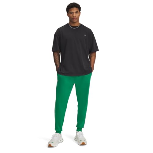 Under Armour Mens Rival Fleece Joggers Team Kelly Green/White Medium