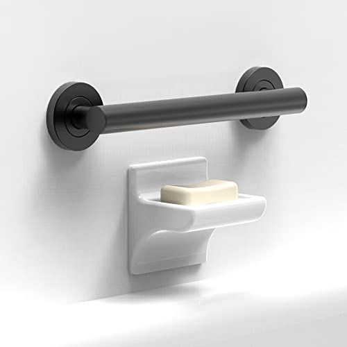 Ameriluck Stainless Steel Designer Grab Bar For Bath Safety, Collection Glacier, Ada Compliant 500Lbs Loading Capacity, Matte Black 12 Inches #TOP17