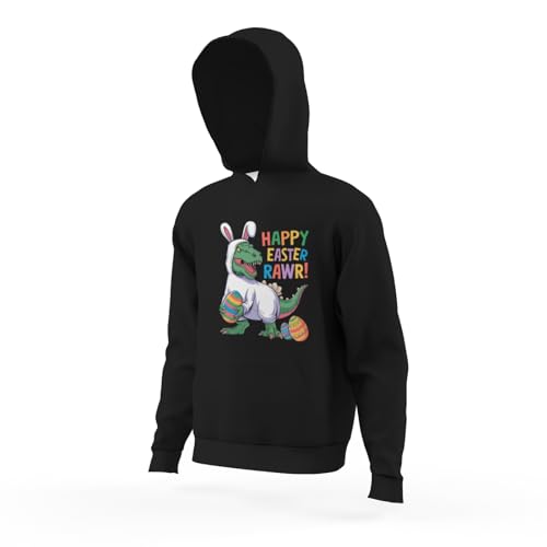 Kids Easter Day Dinosaur Funny Happy Eastrawr T-Rex Easter Boys Girls Lightweight Kangaroo Pocket Hoodies4