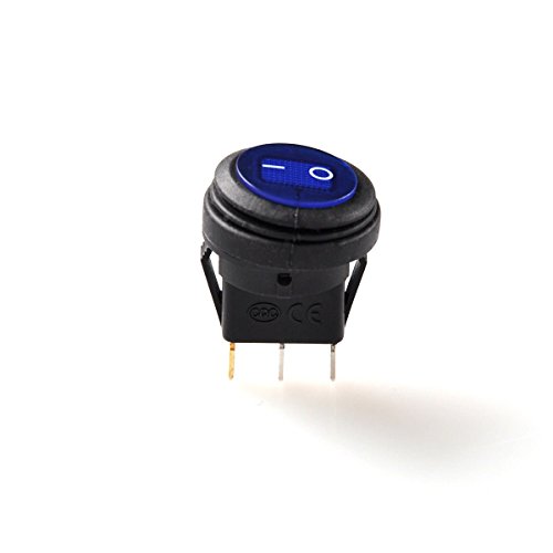 Lightronic 12V Dc 20 Amp On/Off Rocker Switch Toggle Ip65 Waterproof Car Boat 3P Spst Blue Led Indicator(5Pcs, Blue) #TOP5