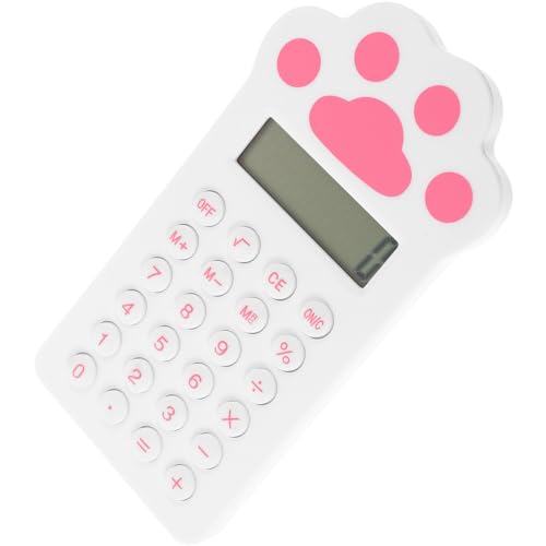 Solar Calculator Calculator Cute Cat Paw Calculator LCD Display Screen Electronic Calculator Desktop Calculator for Office Stationery School White