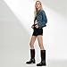 AMINUGAL Brown Knee High Boots Women Square Toe Pull On Boots Wide Calf Riding Boots Fashion Buckles Chunky Boots Metallic Casual Vintage Buckle Rivet Boots Size 8