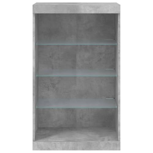 Credenza Buffet Cassettiera Mobile Contenitore Organizer Cucina Soggiorno Soggiorno Con Luci A Led 60,5 X 37 X 100 Cm Grigio 02_0030002 - 3
