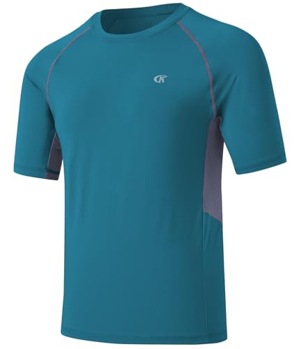 Huayuzh Herren UV Shirt Rashguard T-Shirt Schwimm Shirt Schnelltrocknend Leicht Atmungsaktiv Surfen Angeln Wandern Top