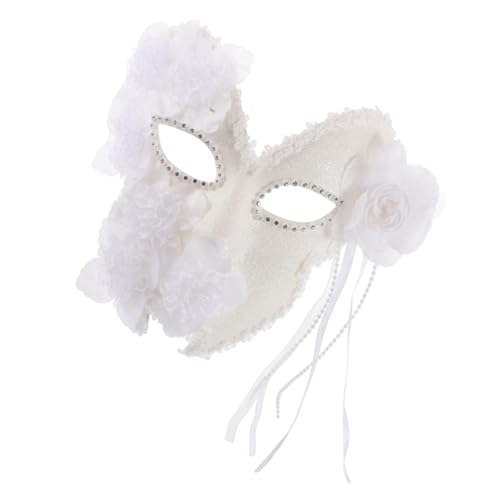 Masque Halloween unisexe et bal masqué : dentelle blanche intégrale style vénitien