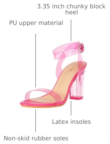 Image of ZriEy Clear Block Sandals Chunky Heels for Women 3.35 Inch Open Toe Adjustable Ankle Strap Pump Sandals for Weddings Parties Daily Wear