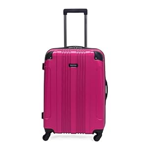 Kenneth Cole REACTION Out of Bounds Lightweight Hardshell 4-Wheel Spinner Luggage, Magenta, 24-Inch Checked