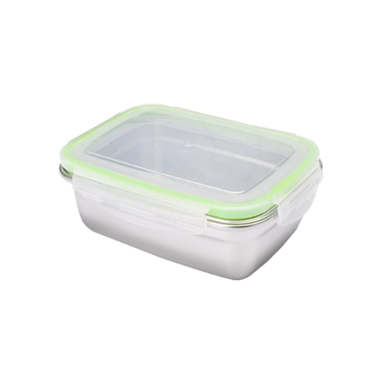 Set de 2 Recipientes Herméticos de Acero Inoxidable con Tapa Verde, 550 ml y 850 ml