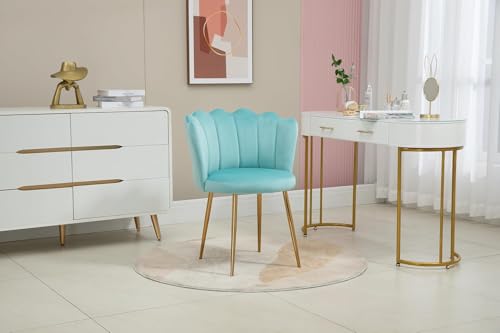 Image of Set of 2 Accent Chair for Living Room | Modern Armchair in Soft Velvet Fabric with Sturdy Legs | Premium Chair for Home Living Room Bedroom Restaurent | (Flower Design, Sky Blue)