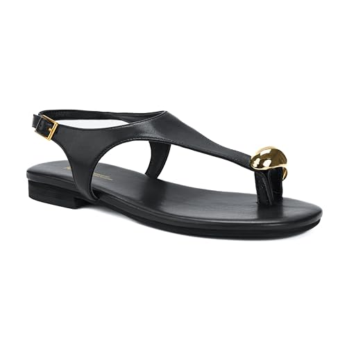 LE MURMURE Womens Toe Ring Strappy Sandals – Square Toe