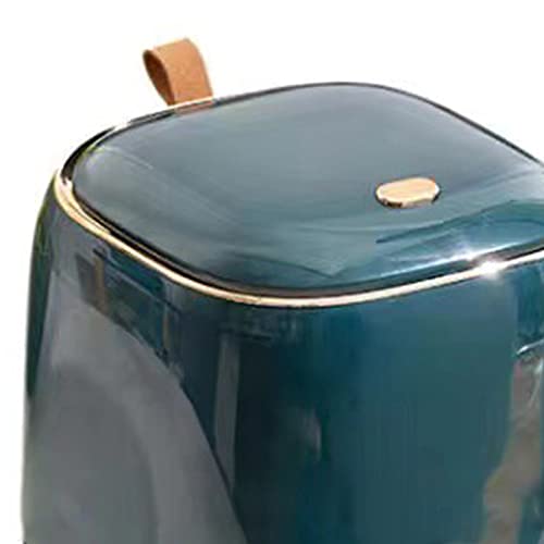 Mumusuki Mini-Arbeitsplatten-Mülleimer mit Deckel, Push-Typ Desktop-Mülleimer, Kleiner Mülleimer, Kleiner Tisch-Mülleimer für Badezimmer, Küche, Schlafzimmer, Büro (Dunkelgrün)