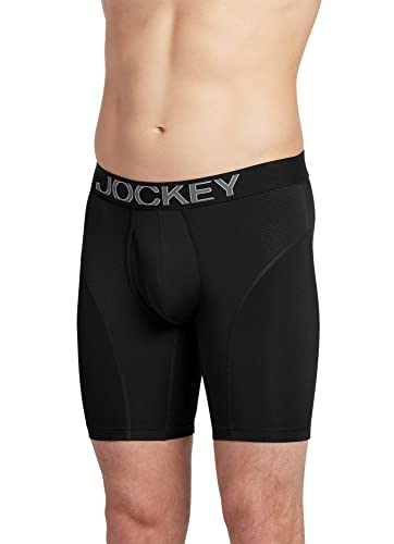 Jockey Men's Underwear Rapidcool 9" Boxer Brief - 2 Pack, Black, L #TOP1