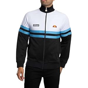 Ellesse Men’s Rimini Track Jacket, White/Blue/Black, L