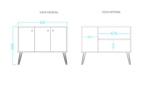 Buffet Indaial 3 Pt Branco