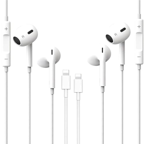 for iPhone Headphones - 2 Packs - for Phone Earbuds Wired Lighting Headphone [ 2026 Latest Version,MFi Certified] Built-in Mic & Volume Control,for iPhone 14/13/12/11/XR/X/8/7,All iOS System