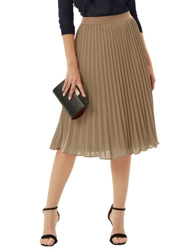 GRACE KARIN Women High Elastic Waist Pleated Chiffon Skirt Midi Swing A-line Skirts