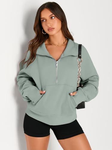 Image of AUTOMET Womens Sweatshirts Half Zip Cropped Pullover Fleece Quarter Zipper Hoodies 2026 Fall Fashion Outfits Clothes