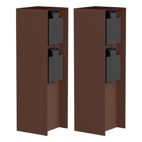 ledscom.de 2 pzas. Toma de jardín Pilar POMI para Exterior, IP44, 2 vías, Acero Inoxidable, marrón, Cuadrada, 23 cm