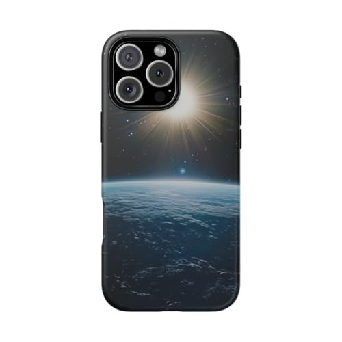 Coque iPhone 16 Pro Max Horizon de la Terre bleu soleil étoiles