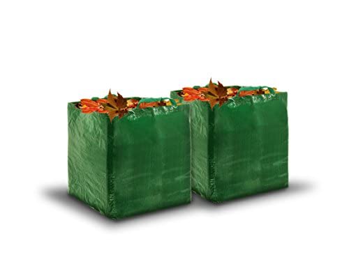 LIVIVOHeavy Duty Garden Waste Bags – Set of 2, 82L Reusable Waterproof Garden Rubbish Sacks with Handles, Tear-Resistant Collapsible Garden Bags for Grass, Leaves, Outdoor Rubbish